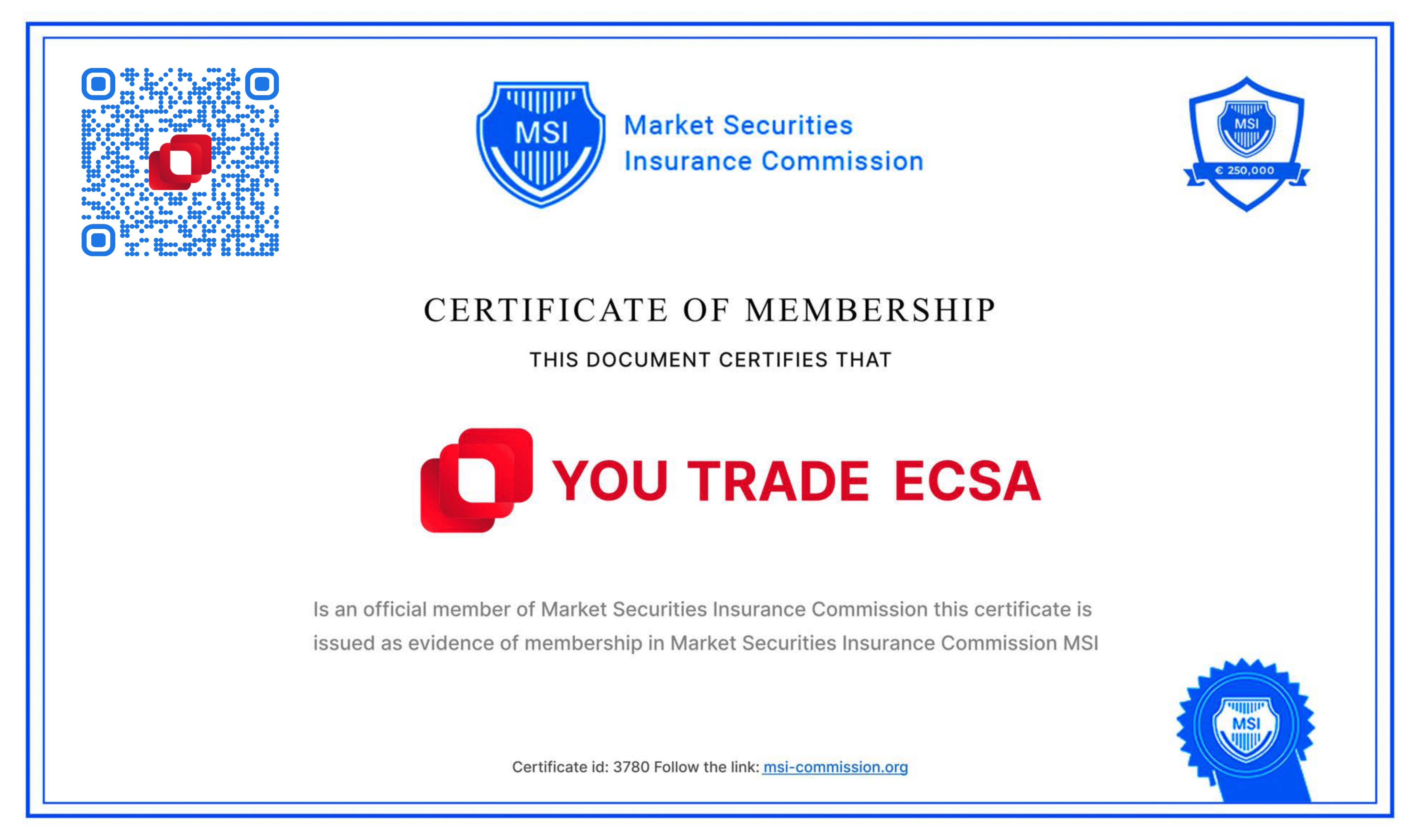 centificate blanck Youtrade ECSA